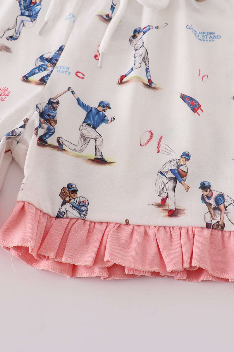 Baseball Pink Ruffles Girls PJs