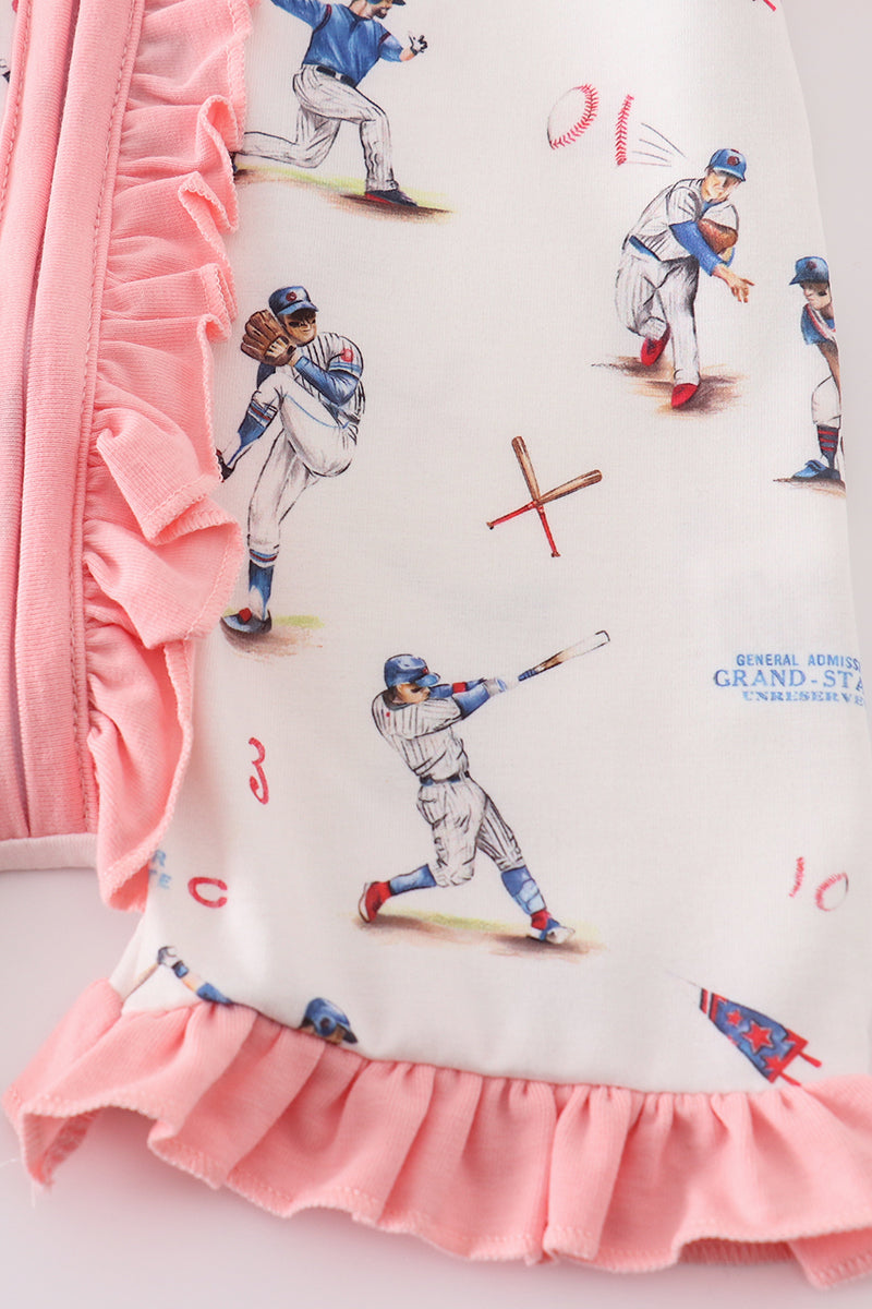 Baseball Pink Ruffles Girls PJs
