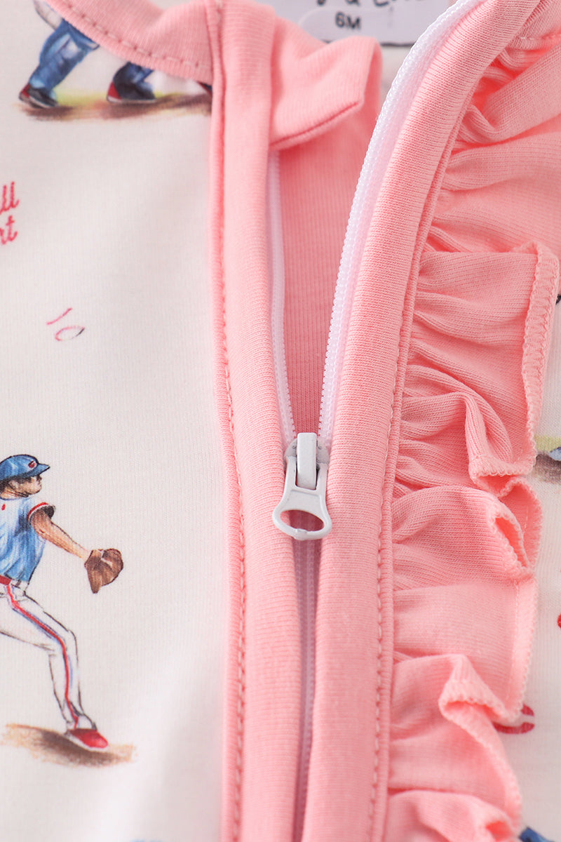 Baseball Pink Ruffles Girls PJs