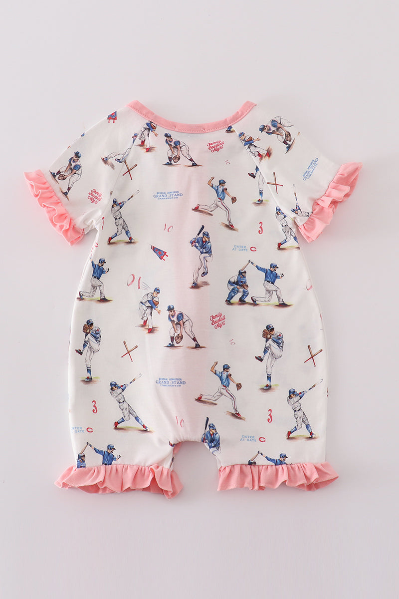 Baseball Pink Ruffles Girls PJs
