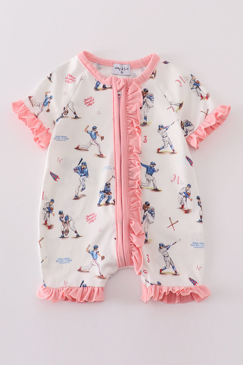 Baseball Pink Ruffles Girls PJs