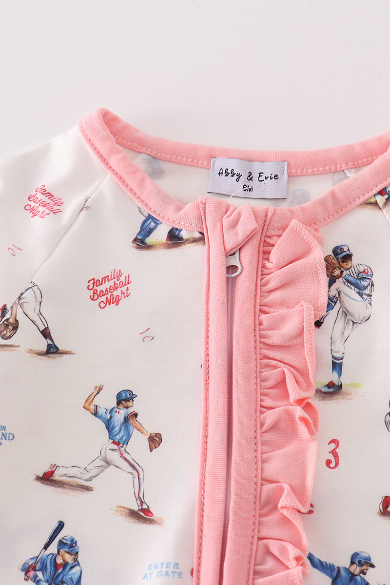 Baseball Pink Ruffles Girls PJs