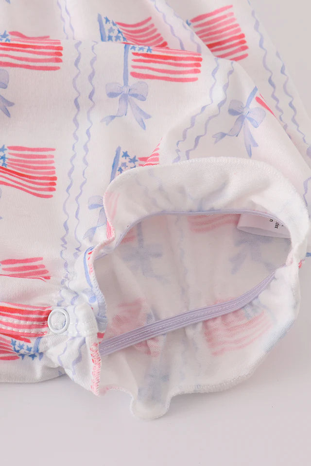 Bow Embroidered Smocked Bubble