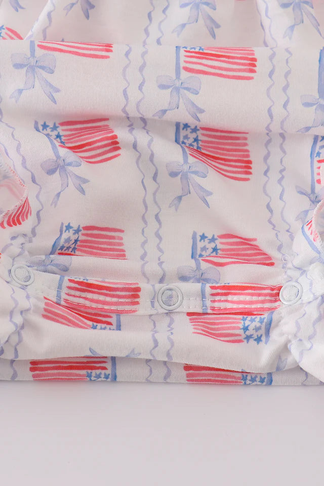 Bow Embroidered Smocked Bubble