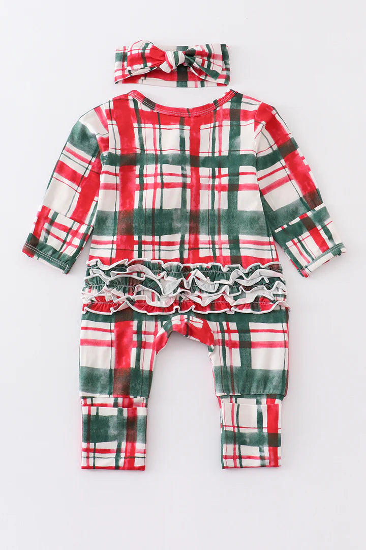 Christmas Plaid Bamboo Ruffle Zip Up