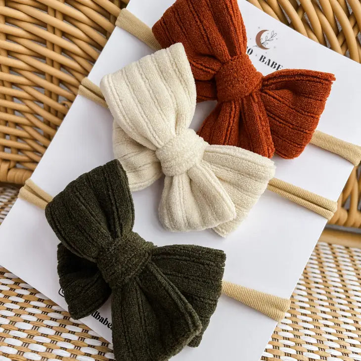 Boho And Babe Corduroy Bow Set