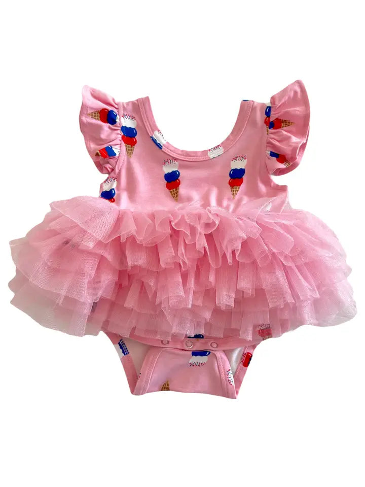 Red White Blue Ice Cream Tutu Bodysuit
