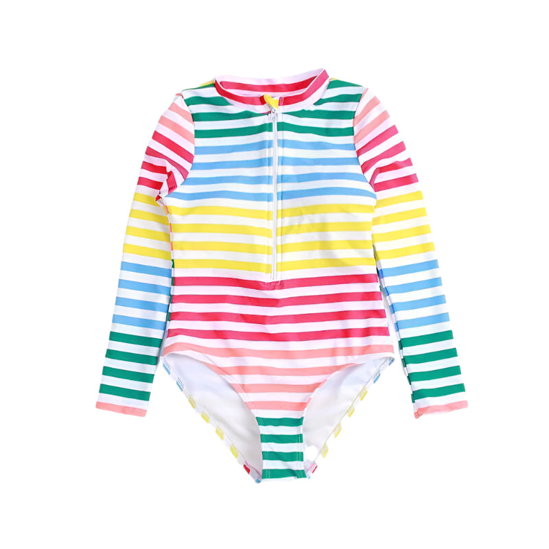 Girls Floral Rashguard One Piece Swimsuit