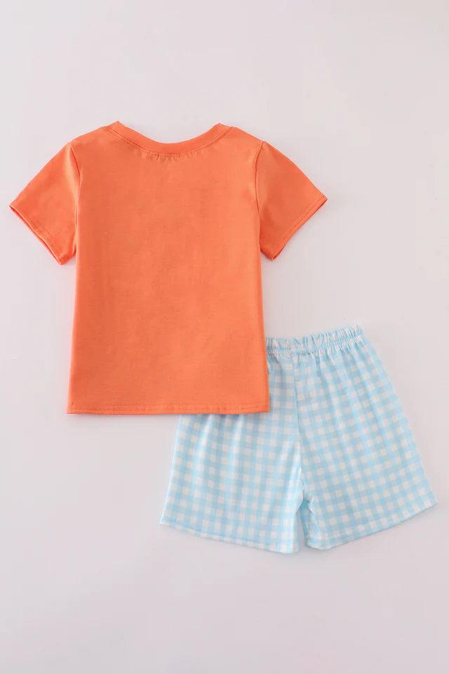 Dinosaur Embroidered Shorts Set