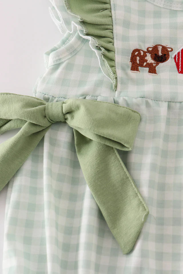 Farm Cow Embroidered Ruffle Bubble