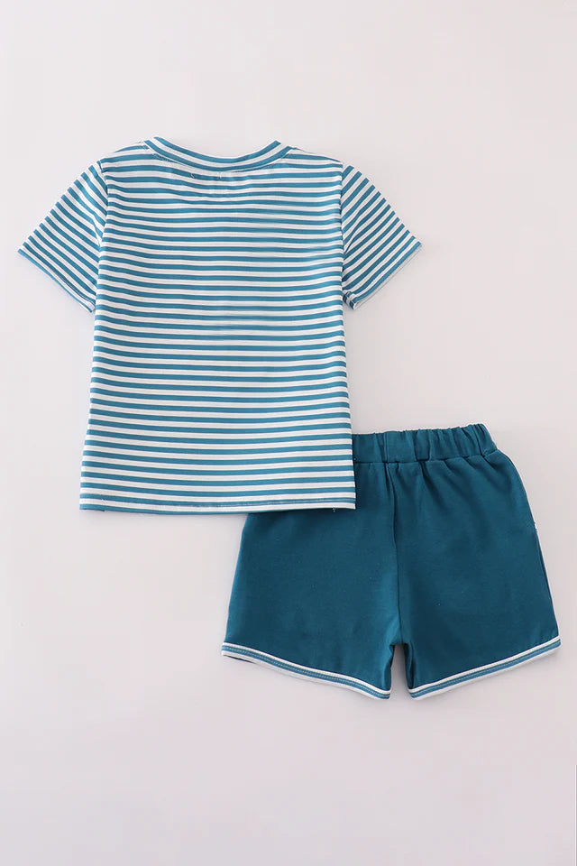 Striped Pocket Shirt and Shorts Set
