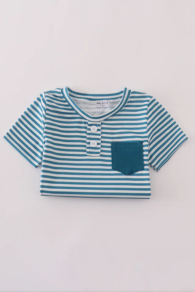 Striped Pocket Shirt and Shorts Set