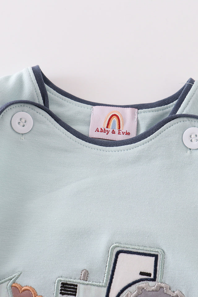 Green Excavator Applique JonJon