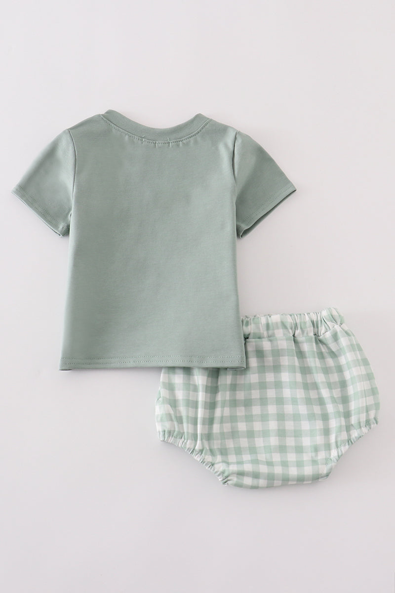 Green Smile Gingham Boys Set