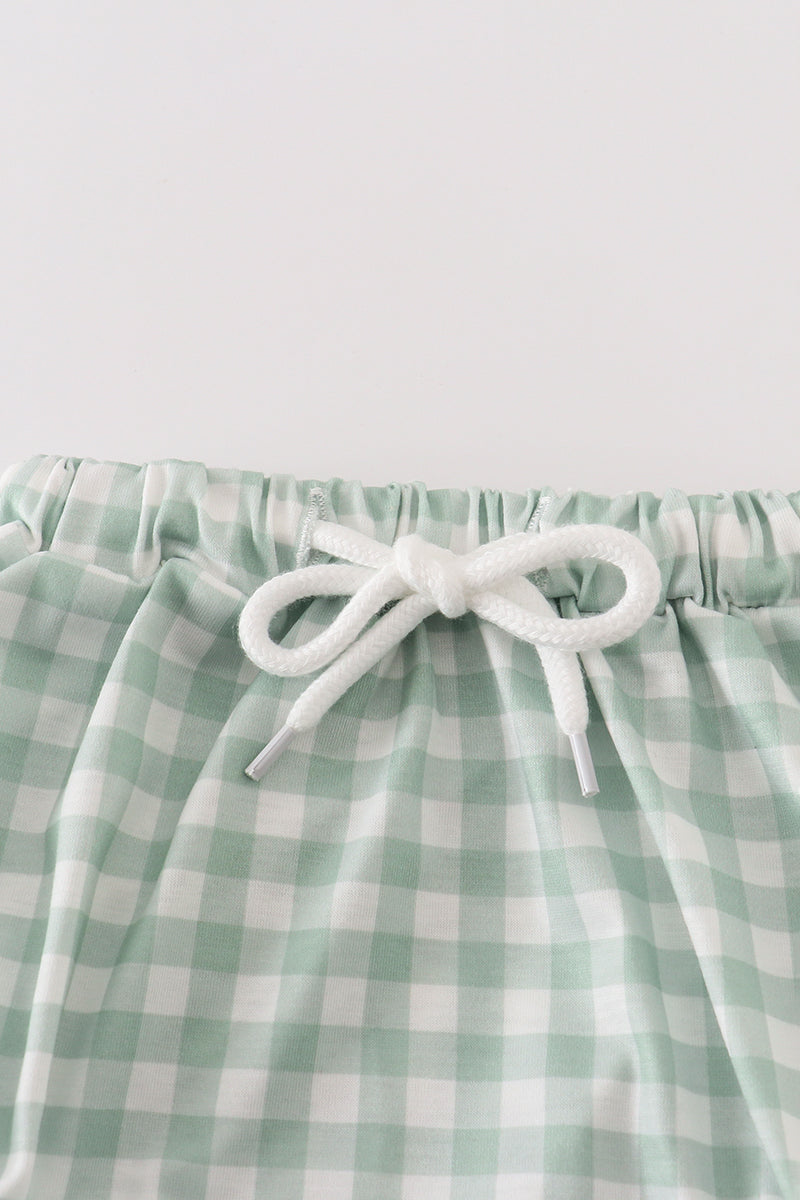 Green Smile Gingham Boys Set