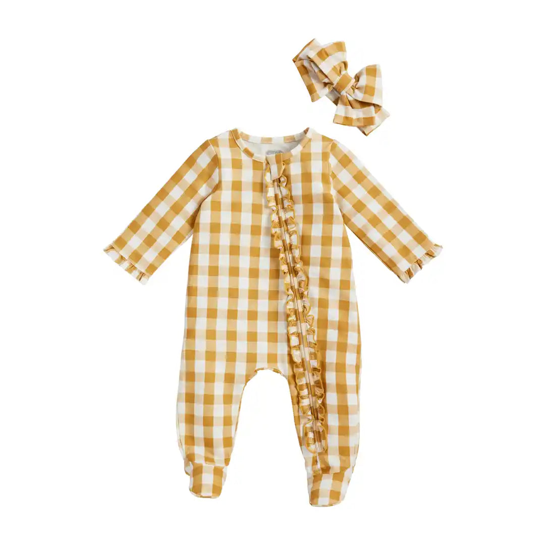 Mudpie Mustard Gingham - That's So Darling