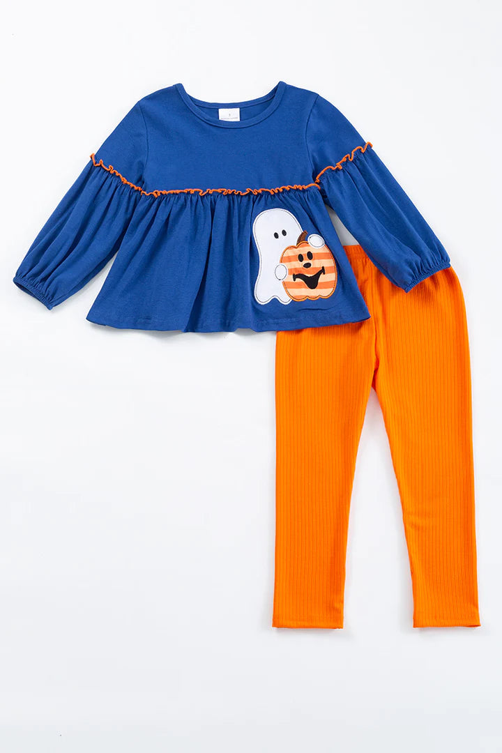 Navy Halloween Pumpkin/Ghost Set