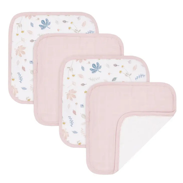 Living Textiles Blush Botanical 4pk Washcloths