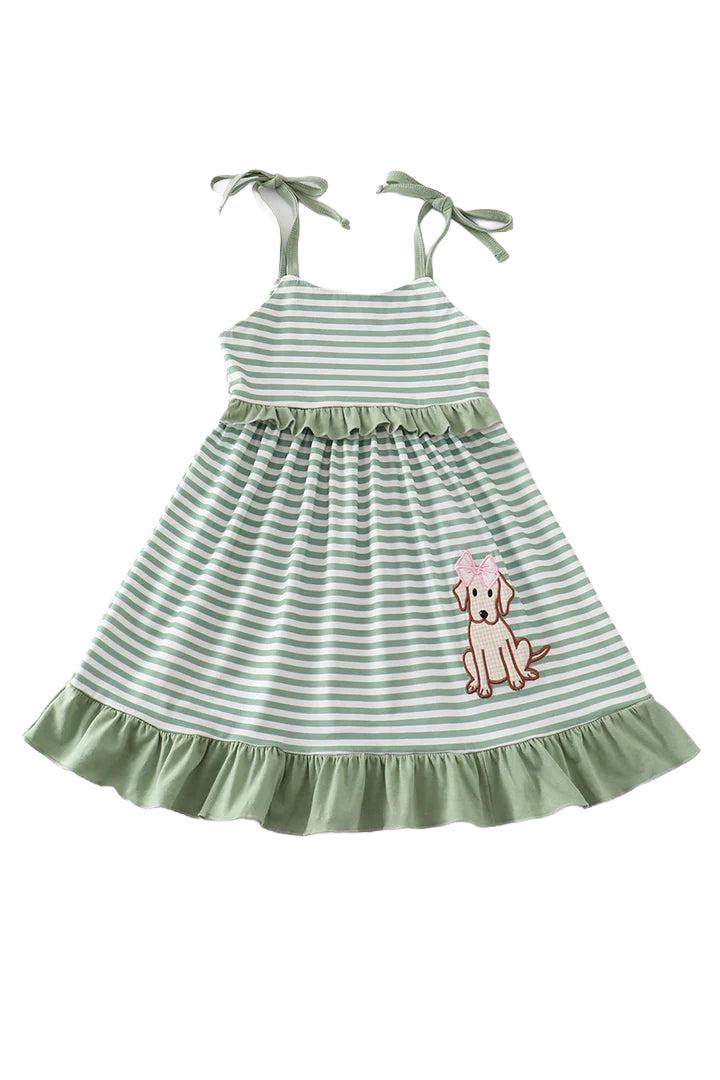 Green Dog Ruffle Dress