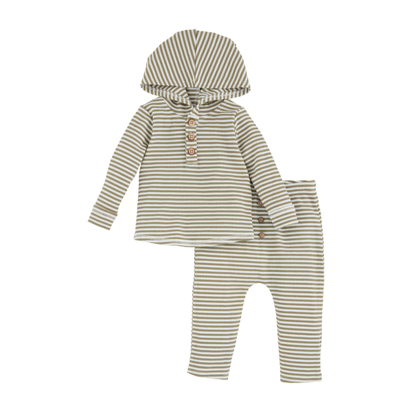 Green Striped Hoodie & Pants Set