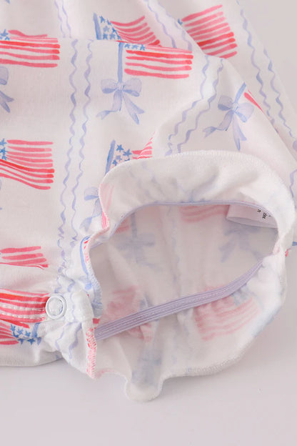 Bow Embroidered Smocked Bubble