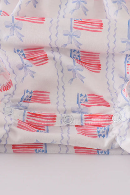 Bow Embroidered Smocked Bubble