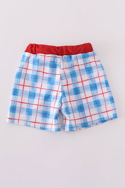 Flag Plaid Boys Swim Trunks