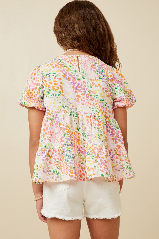 Abstract Multi Color Dot Peplum Top - That's So Darling