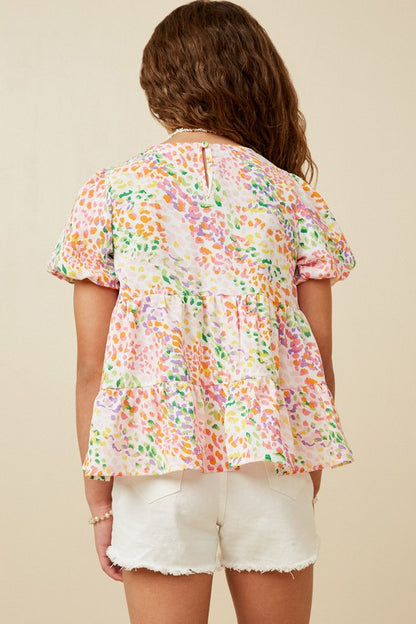 Abstract Multi Color Dot Peplum Top - That's So Darling