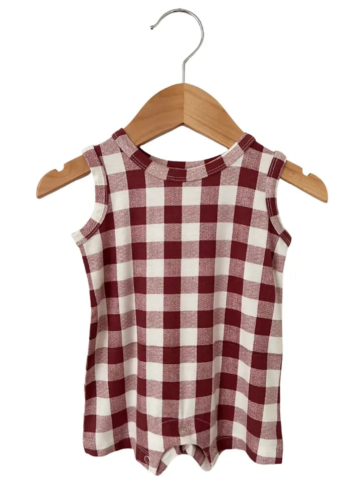 Bamboo Shortie Romper Plaid