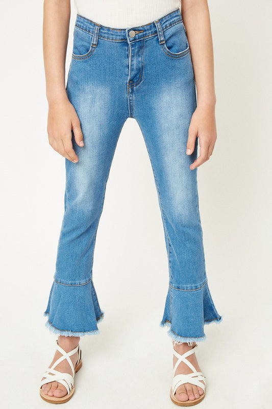 Cropped Frill Flare Jeans - That's So Darling