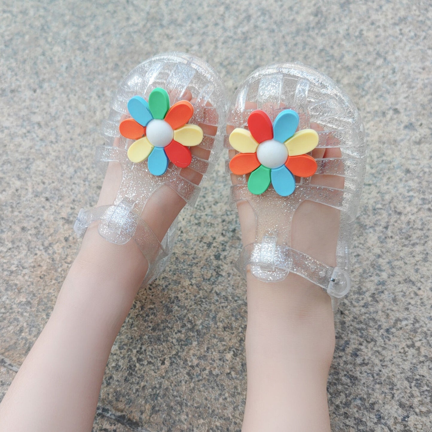 Glitter Daisy Jelly Shoes - That's So Darling