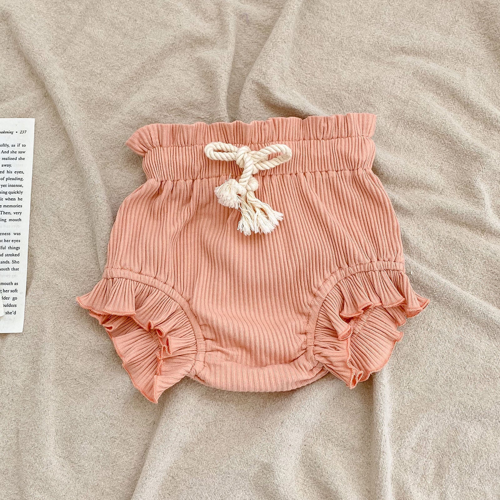 Ribbed Ruffle Shorts W/ Drawstring - That's So Darling