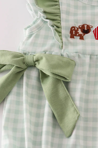 Farm Cow Embroidered Ruffle Bubble