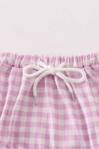 Purple and Pink Smile Gingham Girls Set