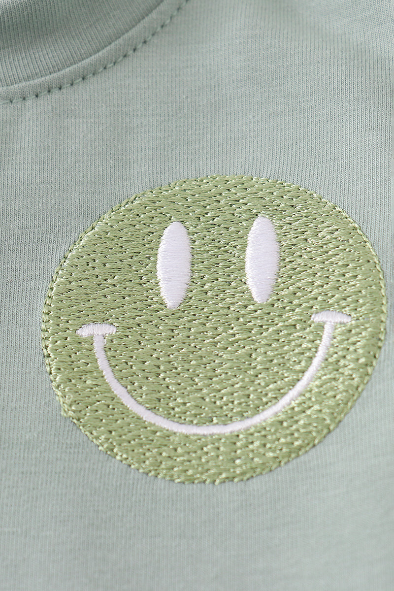 Green Smile Gingham Boys Set