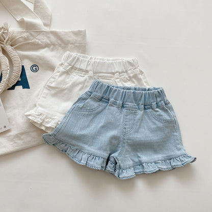 Wood Ear Hem Denim Shorts - That's So Darling
