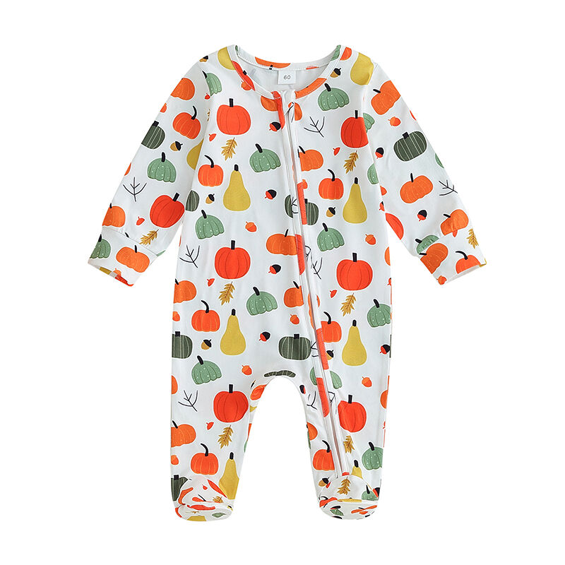 All Over Pumpkin Print Footies