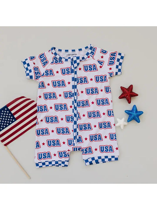 4th of July Bamboo Shortie Romper