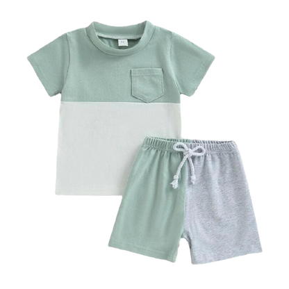 Color Blocking Tee And Shorts