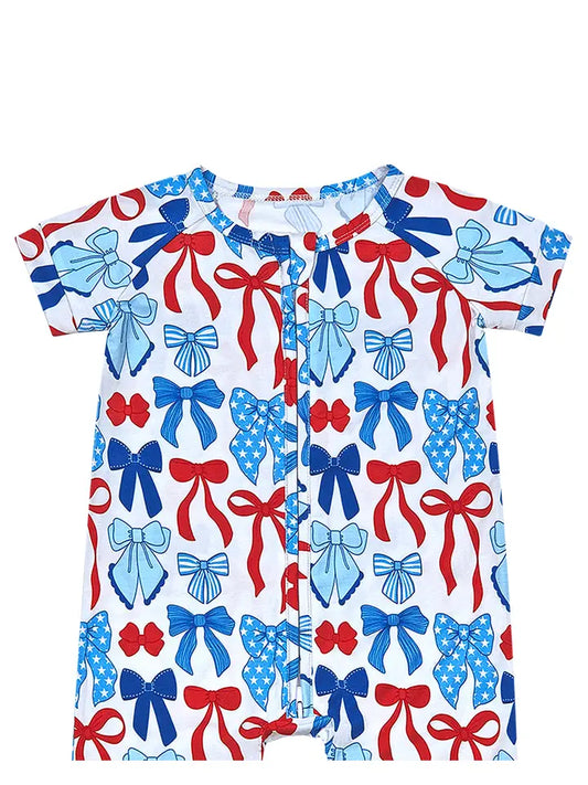 Red, White, and Bows Shortie Romper