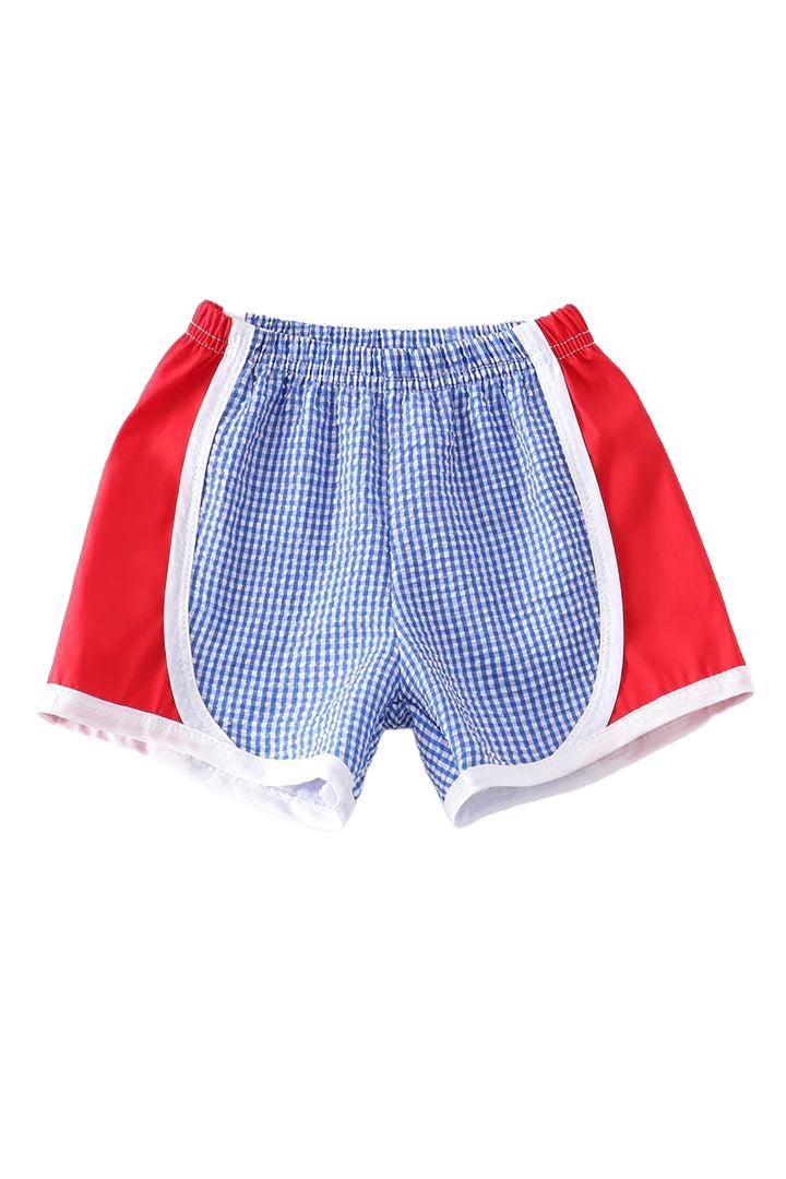 Red and Blue Plaid Seersucker Shorts