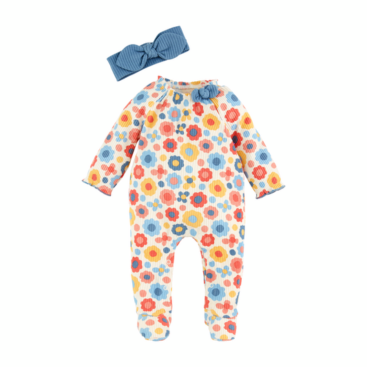 Fun Floral Footed One Piece w/ Bow
